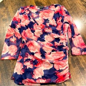 Pink and Blue floral blouse by INC size XL